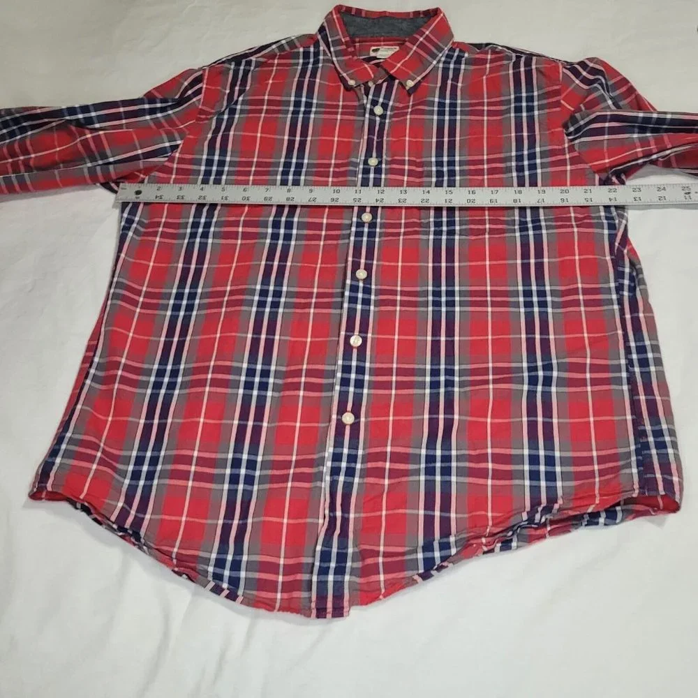 J Crew Shirt Mens Large Long Sleeve Button Up  Casual Collared Plaid Red And Blu